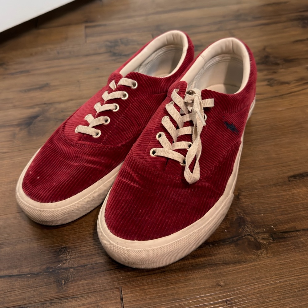 Polo Ralph Lauren Red Corduroy Sneakers Men’s Size 11 Keaton Pony